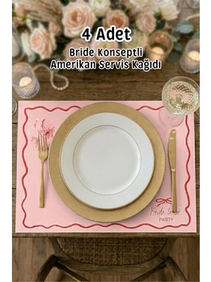 Metranya Bride Partisi Konseptli Amerikan Servis 4 Adet Bekarlığa Veda Partisi Amerikan Servisi Bride To Be Party Tabak Altlığı Gelin Takımı Yemek Tabağı Süsü Nedime Lüks Sunum Supla Team Bride Motto Peçetelik