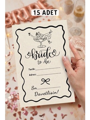Metranya Bekarlığa Veda Davetiyesi 15 Adet Bride To Be Partisi Gelin Nedime Düğün Davet Kartı Geline Hediye
