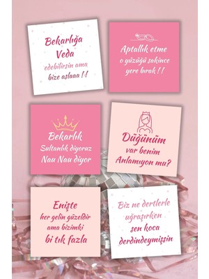 Metranya Bekarlığa Veda Partisi Motto Kartları 6 Adet Bride To Be Gelin Düğün Öncesi Eğlenceli Hatıra Kartı