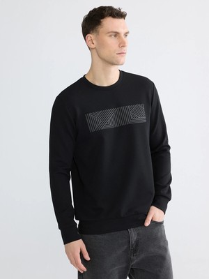 Lc Waikiki Yeni Sezon Bisiklet Yaka Baskılı Erkek Sweatshirt