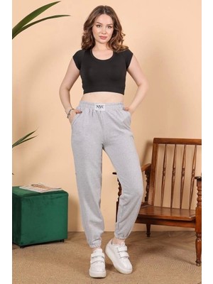 Fantastik Store Rahatlığın Şıklığı Tarz Gri Paçası Lastikli Eşofman Altı ( Lisinya )
