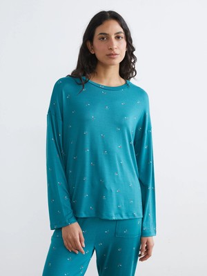 Lc Waikiki Yeni Sezon Bisiklet Yaka Desenli Kadın Pijama Takım
