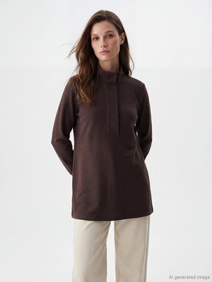 Lc Waikiki Yeni Sezon Dik Yaka Soft Touch Kadın Sweatshirt Tunik