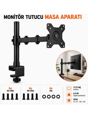 Premini Döner Monitör ve Tv Standı, Vesa Uyumlu, 10-27'', Masa Üstü Tutucu