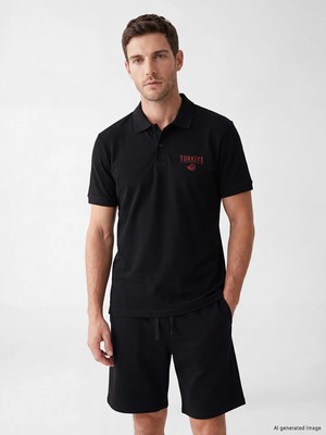 Lc Waikiki Yeni Sezon Polo Yaka Türkiye Baskılı Erkek Tişört