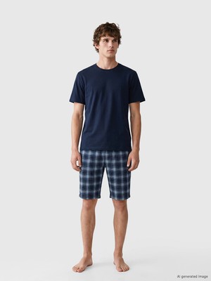 Lc Waikiki Yeni Sezon Standart Kalıp Ekose Erkek Şortlu Pijama Takımı