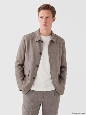 Lc Waikiki Yeni Sezon Loose Fit Çizgili Keten Karışımlı Erkek Blazer Ceket