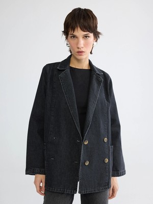 Lc Waikiki Yeni Sezon Kruvaze Yaka Kadın Jean Blazer Ceket