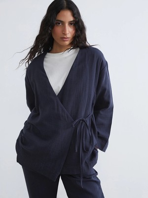 Lc Waikiki Yeni Sezon Kruvaze Yaka Kadın Müslin Kimono