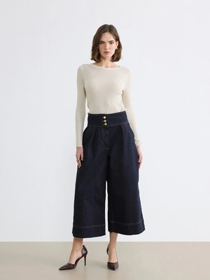 Lc Waikiki Yeni Sezon Yüksek Bel Crop Wideleg Kadın Jean Pantolon