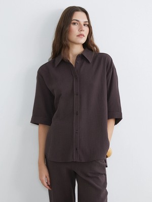Lc Waikiki Yeni Sezon Dokulu Oversize Müslin Kadın Gömlek