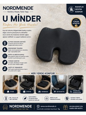 AyrStore Ortopedik Oturma Minderi Hemoroid Kuyruk Sokumu Destekli Sünger Minder Siyah