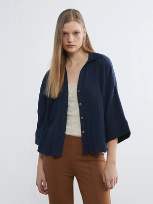 Lc Waikiki Yeni Sezon Dokulu Oversize Kadın Gömlek