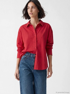 Lc Waikiki Yeni Sezon Çizgili Oversize Kadın Gömlek