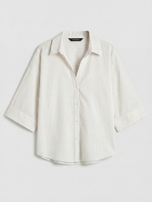 Lc Waikiki Yeni Sezon Çizgili Oversize Poplin Kadın Gömlek