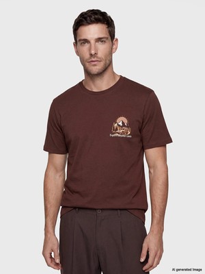 Lc Waikiki Yeni Sezon Bisiklet Yaka Baskılı Erkek Tişört