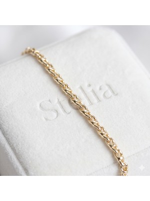 Stelia 14K Altın Renk Kaplama Zincir Model Zarif Kadın Bileklik