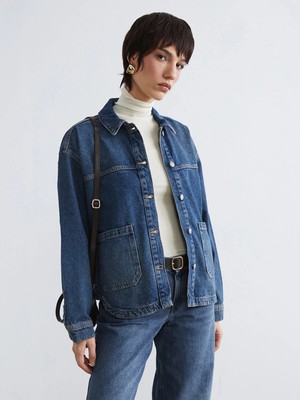 Lc Waikiki Yeni Sezon Gömlek Yaka Oversize Kadın Jean Ceket