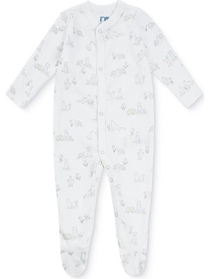 Mothercare Erkek Bebek Tulum Hayvan Baskılı Çıtçıtlı Bisiklet Yaka Uzun Kol Patikli
