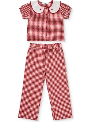 Mothercare Kız Bebek Bluz-Pantolon Düğmeli Bebe Yaka Kısa Kol Lastikli