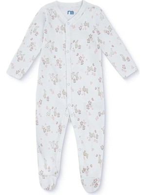 Mothercare Kız Bebek Tulum Hayvan Baskılı Çıtçıtlı Bisiklet Yaka Uzun Kol Patikli