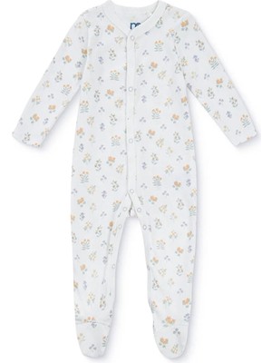 Mothercare Kız Bebek Tulum Çiçek Baskılı Çıtçıtlı Bisiklet Yaka Uzun Kol Patikli