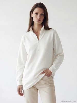 Lc Waikiki Yeni Sezon Dik Yaka Soft Touch Kadın Sweatshirt Tunik