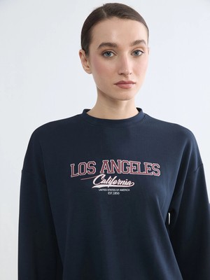 Lc Waikiki Yeni Sezon Los Angeles Baskılı Soft Touch Kadın Sweatshirt Tunik