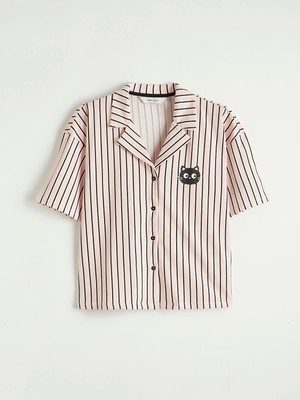 Lc Waikiki Yeni Sezon Gömlek Yaka Çizgili Kadın Pijama Üstü