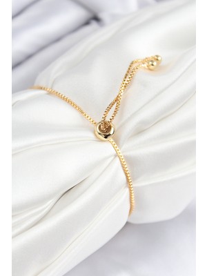 Fantastik Store Pirinç Zirkon Taşlı Çift Sıra Kare Model Gold Renk Asansörlü Kadın Bileklik - Lisinya