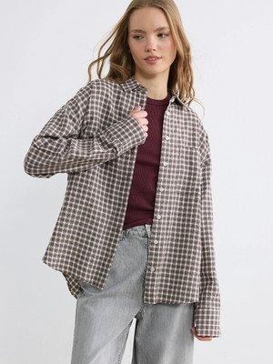 Lc Waikiki Yeni Sezon Ekose Oversize Oxford Kadın Gömlek