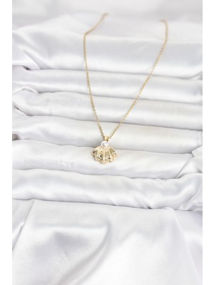 Fantastik Store 316L Çelik Zincir Gold Renk Deniz Kabuğu Model Kadın Kolye - Lisinya