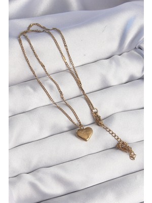 Fantastik Store 316L Çelik Gold Renk Kalp Model Love Kolye - Lisinya