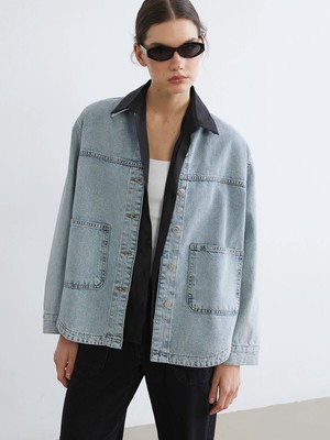 Lc Waikiki Yeni Sezon Gömlek Yaka Oversize Kadın Jean Ceket