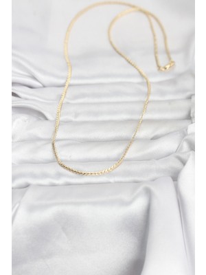 Fantastik Store cm 14K Gold Renk Yassı Zincir Model 60 cm Kadın Kolye - Lisinya