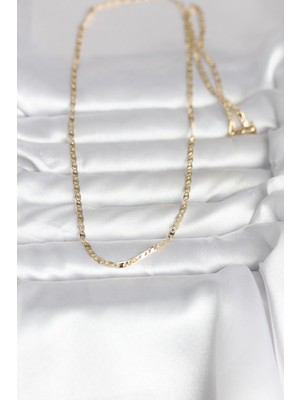 Fantastik Store cm 14K Gold Renk Yassı Zincir Model 60 cm Kadın Kolye - Lisinya