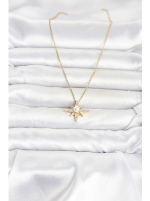 Fantastik Store 316L Çelik Zincir Gold Renk Kutup Yıldızı Model Kadın Kolye - Lisinya