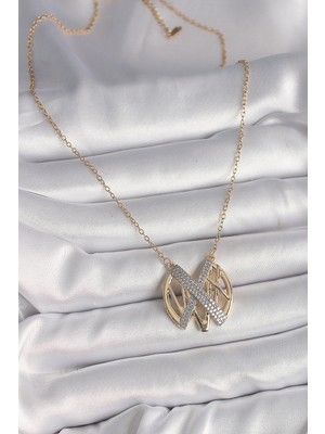 Fantastik Store 316L Çelik Gold Renk Zirkon Taşlı Vintage Model Kadın Kolye - Lisinya