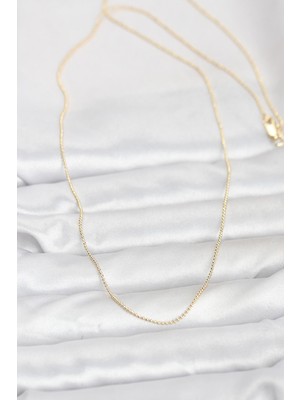 Fantastik Store cm 14K Gold Renk Ince Top Zincirli 60 cm Kadın Kolye - Lisinya