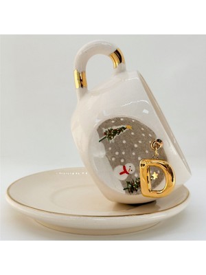 BSK Ceramics Handmade Kış Harfli Çay Fincanı D Harfi