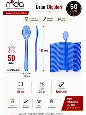Smartpack Dondurma Kaşığı Plastik 50'li Mavi