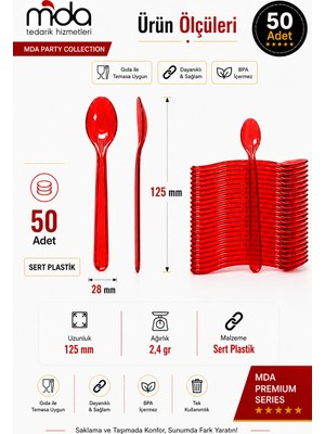 Smartpack Dondurma Kaşığı Plastik 50'li Kırmızı