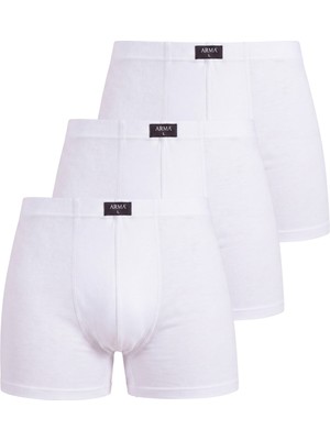 Belirtilmemiş Beyaz Erkek Boxer Düz 3'lü Paket Pamuklu Likralı
