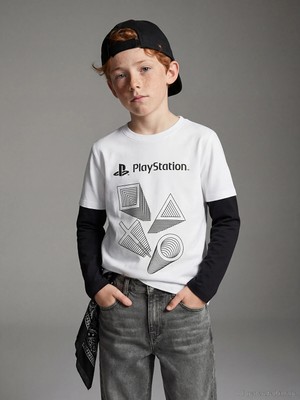 Lc Waikiki Yeni Sezon Bisiklet Yaka Playstation Baskılı Erkek Çocuk Tişört