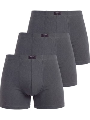 Belirtilmemiş Füme Erkek Boxer Düz 3'lü Paket Pamuklu Likralı