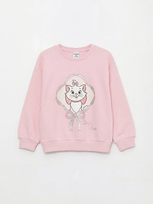 Lc Waikiki Yeni Sezon Bisiklet Yaka Marie Baskılı Kız Bebek Kalın Sweatshirt