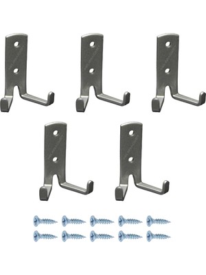 Mr.Bracket 5 Ad. Çelik Koç Askı Gümüş - Portmanto Vestiyer Metal Duvar Elbise Askılığı Eşya Mobilya Askısı