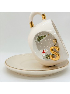 BSK Ceramics Handmade Kış Harfli Porselen Çay Fincanı S Harfi