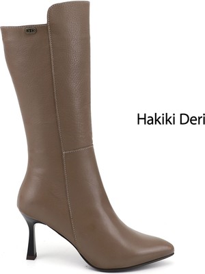 Gönderi(r) Kadın Vizon Antik  Fermuarlı Sivri Burun Hakiki Deri Çizme