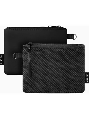 Vulkit Çift Fermuarlı 2'li Mini Seyahat Çantası Unisex Cüzdan
